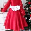 Rochie ocazie midi Sinziana midi rosu cu alb