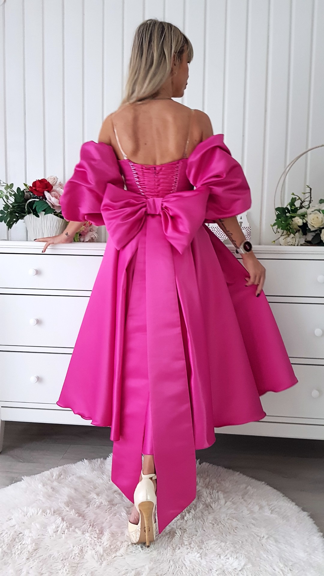 Rochie ocazie Carolina midi magenta