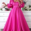 Rochie lunga ocazie tafta Adelais long magenta
